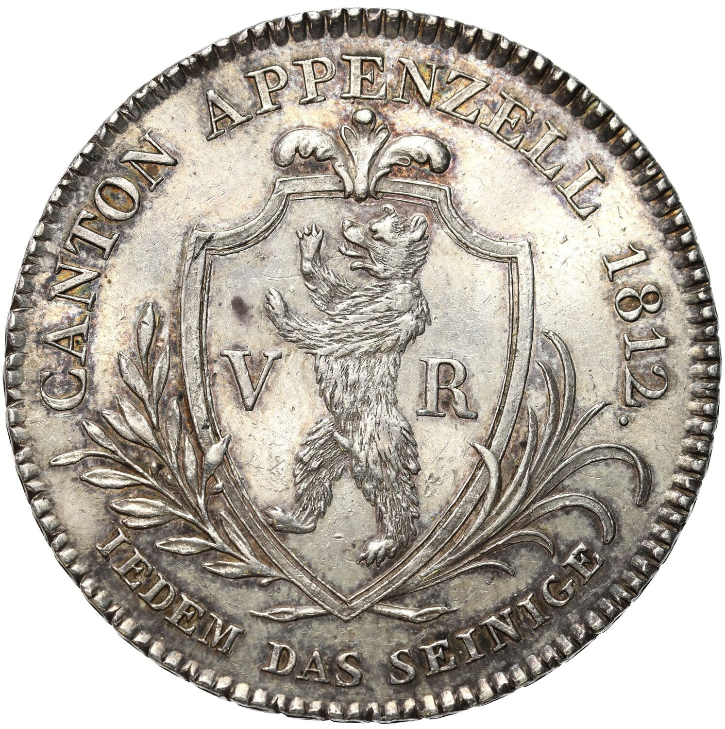 Szwajcaria, Appenzell. 2 franki 1812 - RZADKIE
