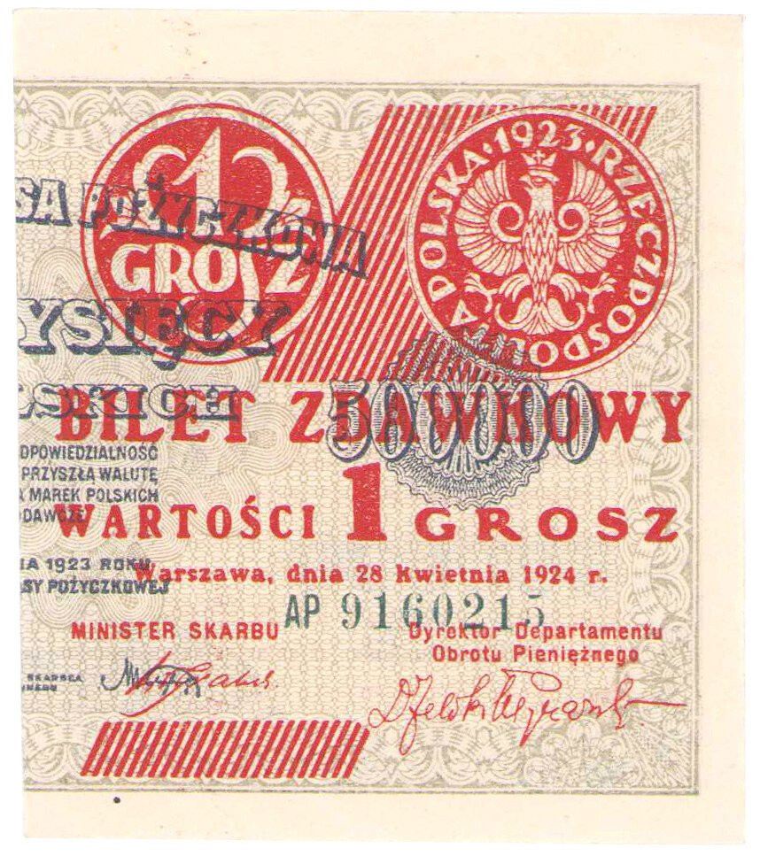 1 grosz 1924 seria AP - PRAWA STRONA