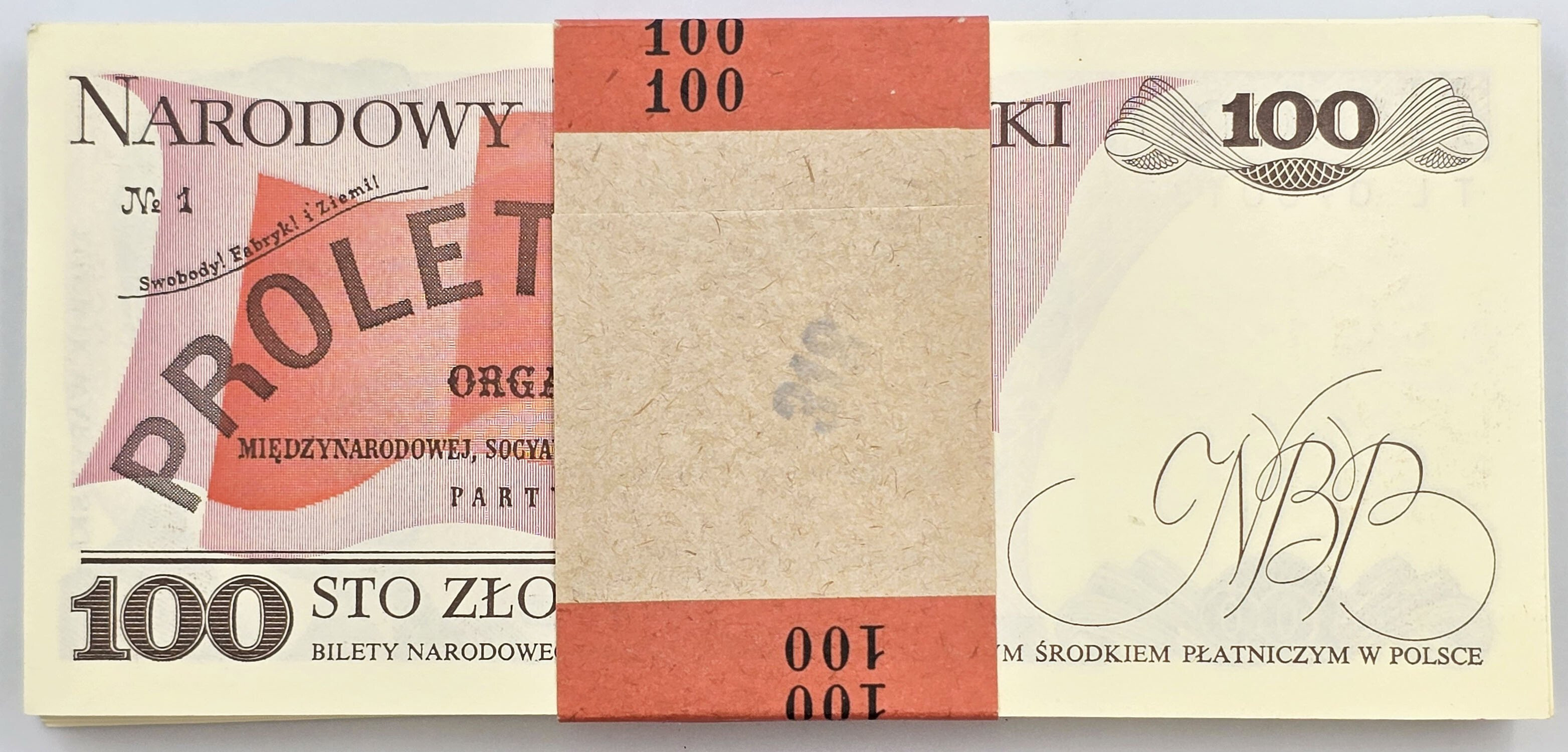 PRL. 100 złotych 1988 Waryński seria TL, zestaw 100 sztuk - PACZKA BANKOWA