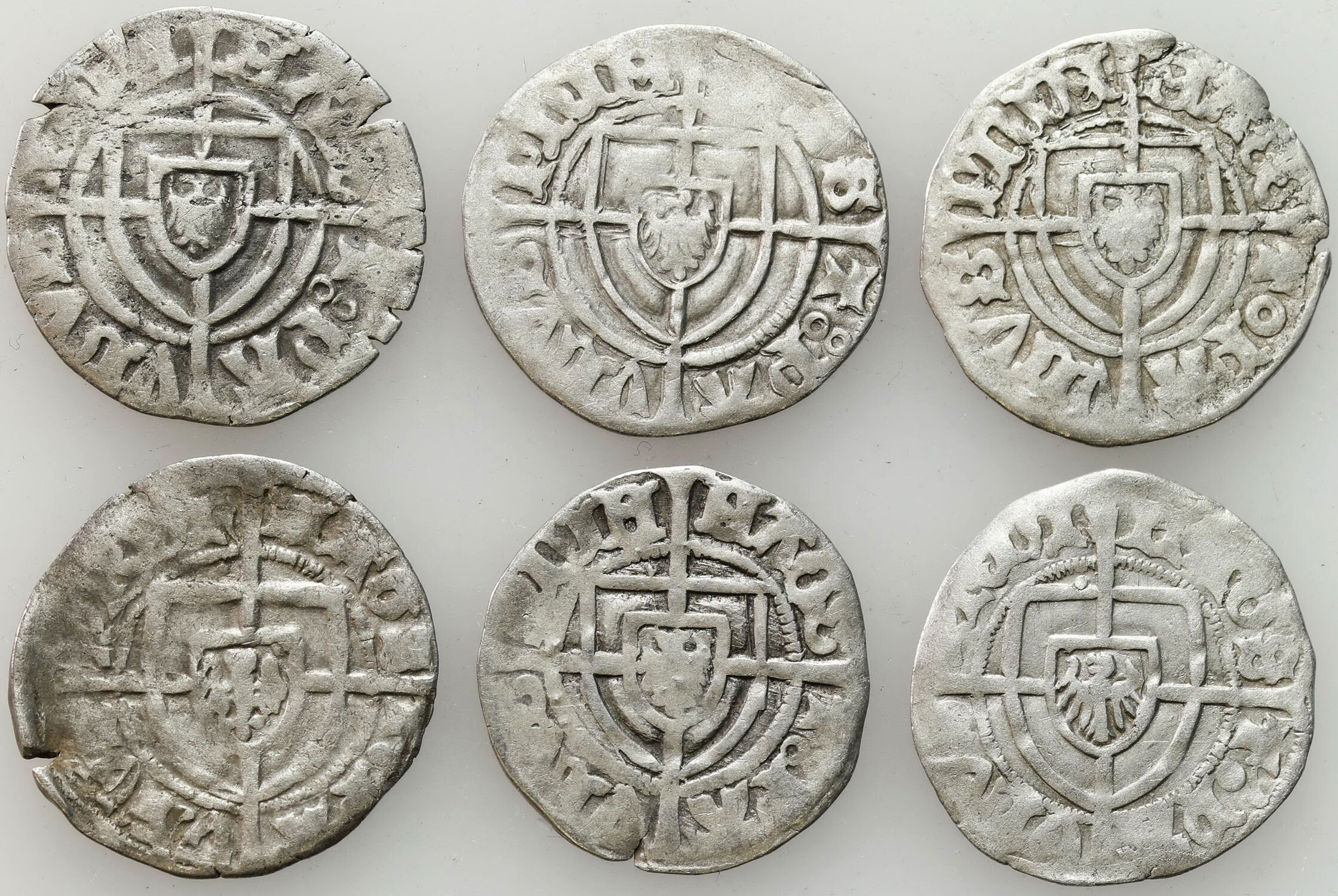 Zakon Krzyżacki. Paweł I Bellitzer (1422–1441). Szeląg, zestaw 6 monet