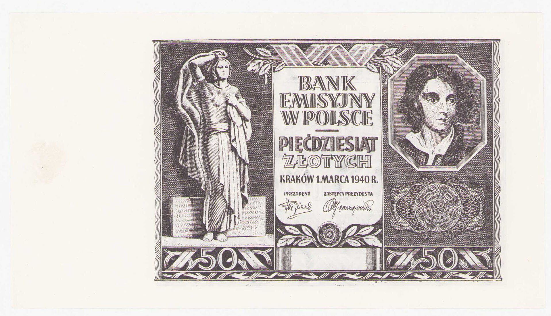 Generalna Gubernia, Czarnodruk banknotu 50 złotych 1940