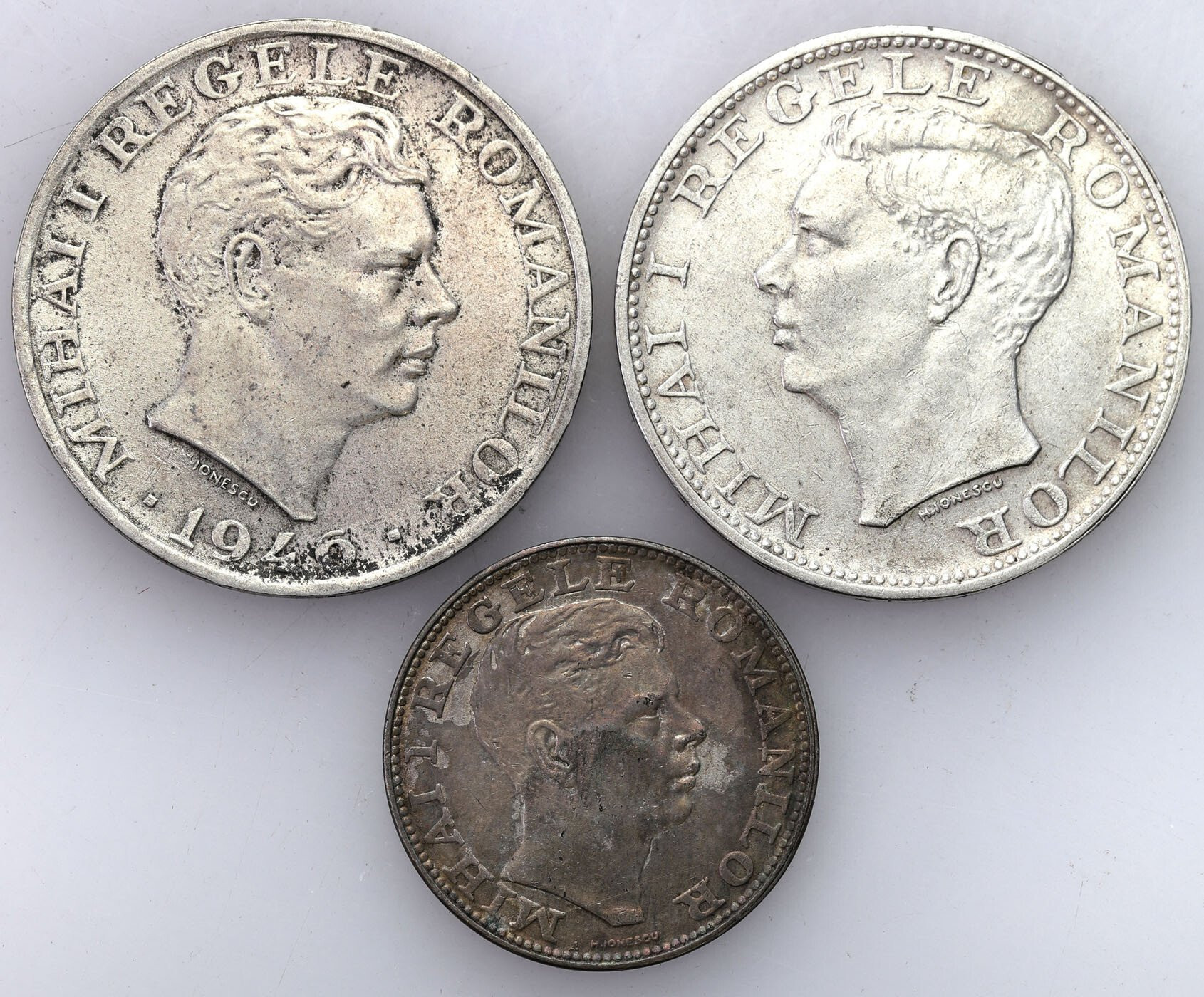 Rumunia, Michał I. 200 i 500 lei 1942 i 25.000 lei 1946, zestaw 3 monet