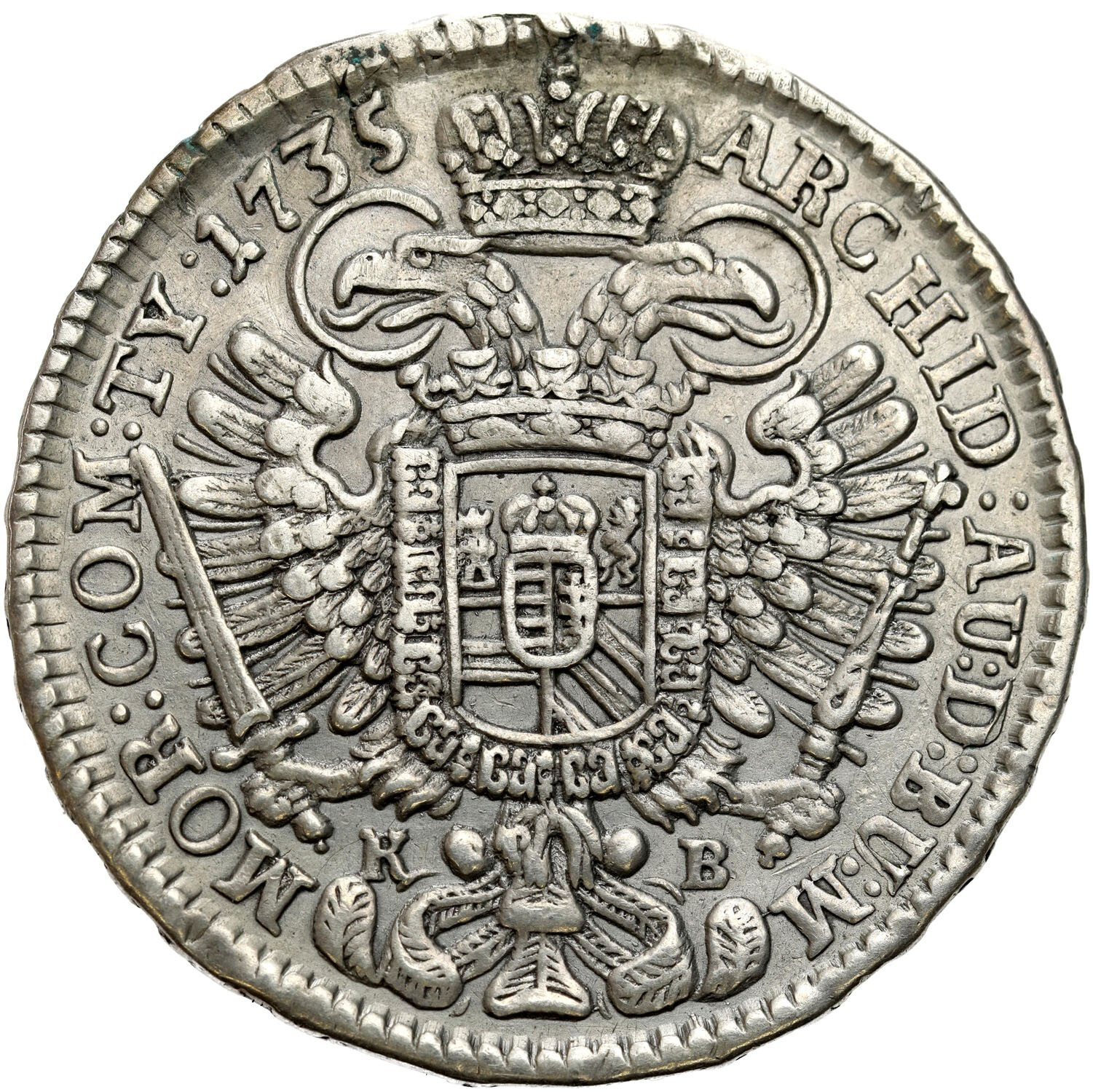 Węgry. Karol VI. 1/2 talara 1735 KB, Kremnica 