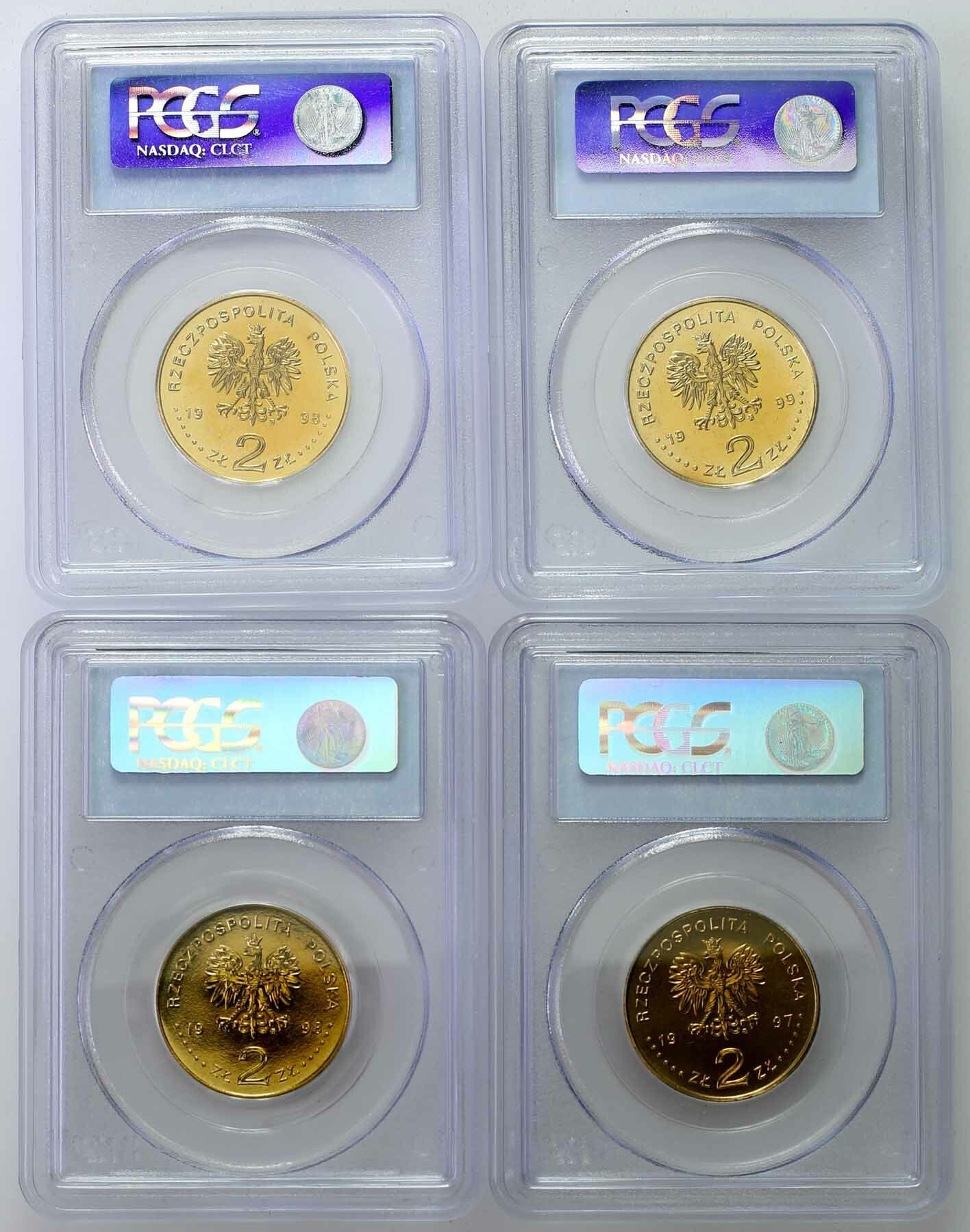 2 złote 1998 PCGS MS66, zestaw 4 sztuk