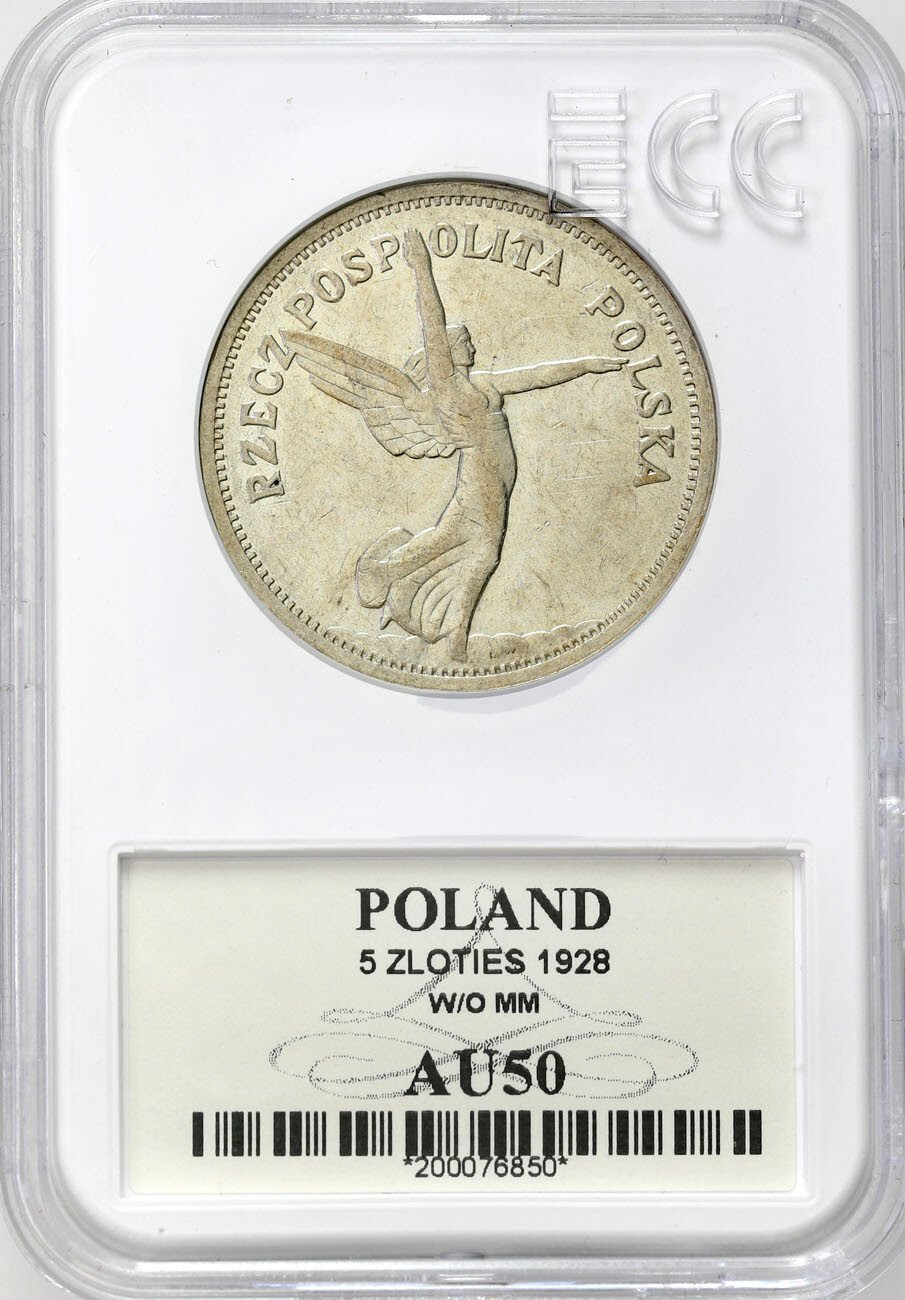 II RP. 5 złotych 1928 Nike bez znaku - ŁADNE