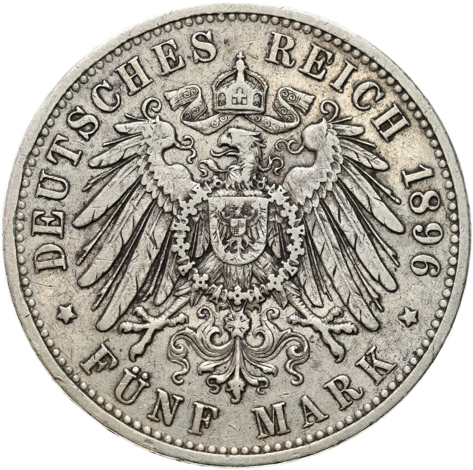 Niemcy, Anhalt. Fryderyk I (1871-1904). 5 marek 1896 A, Berlin - BARDZO RZADKIE