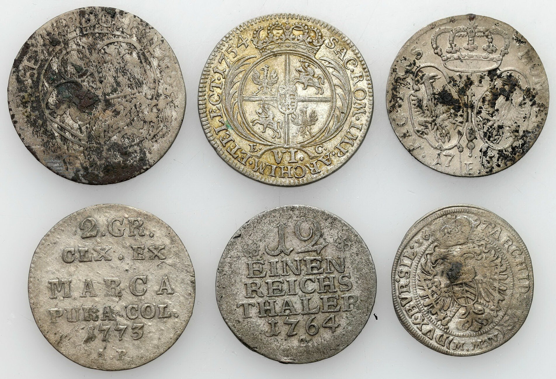 Polska, Niemcy, zestaw 6 monet, srebro
