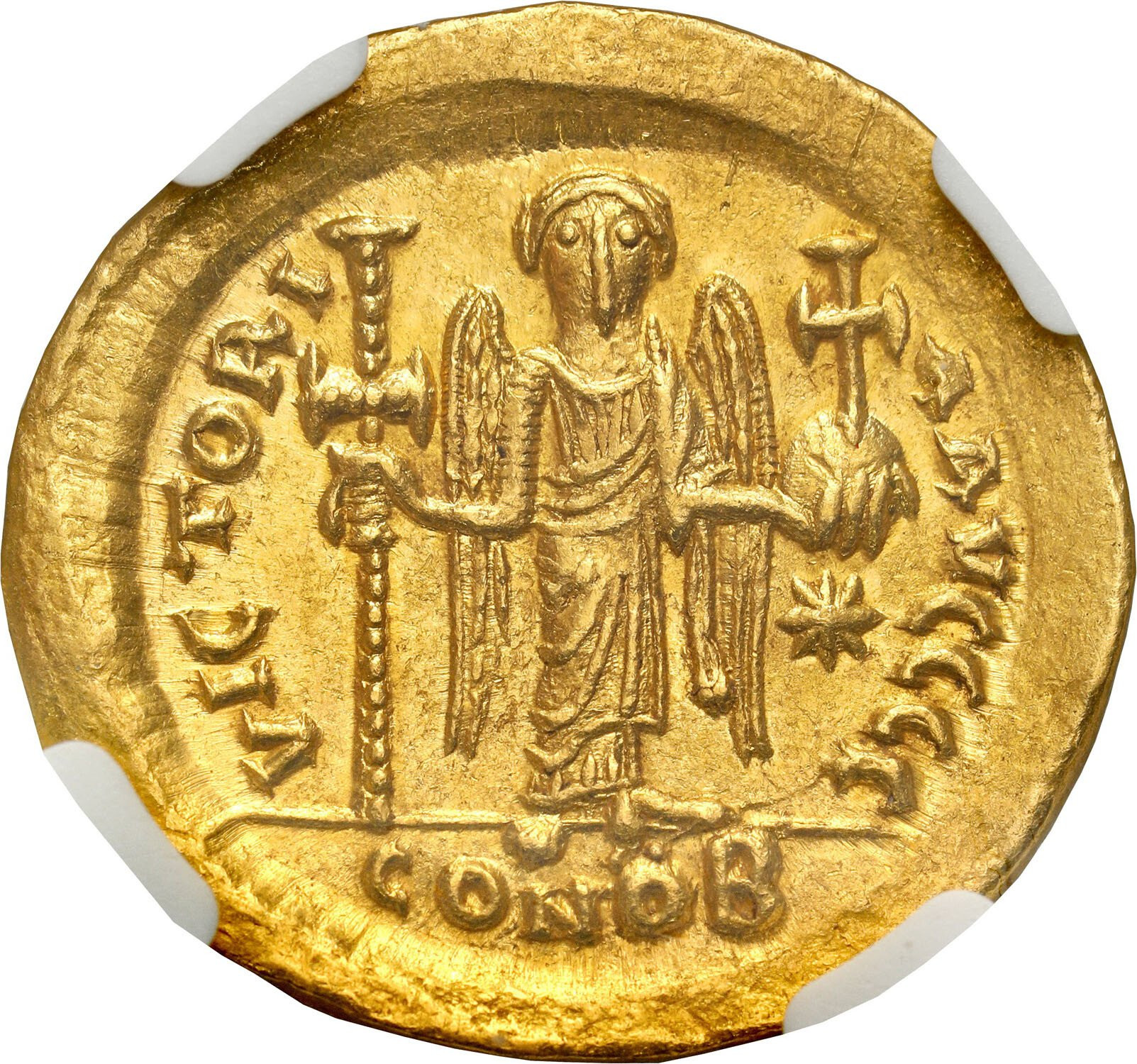 Bizancjum. Justyn I (518-527). Solid, Konstantynopol NGC Ch AU 5/5 5/5 - ŁADNY