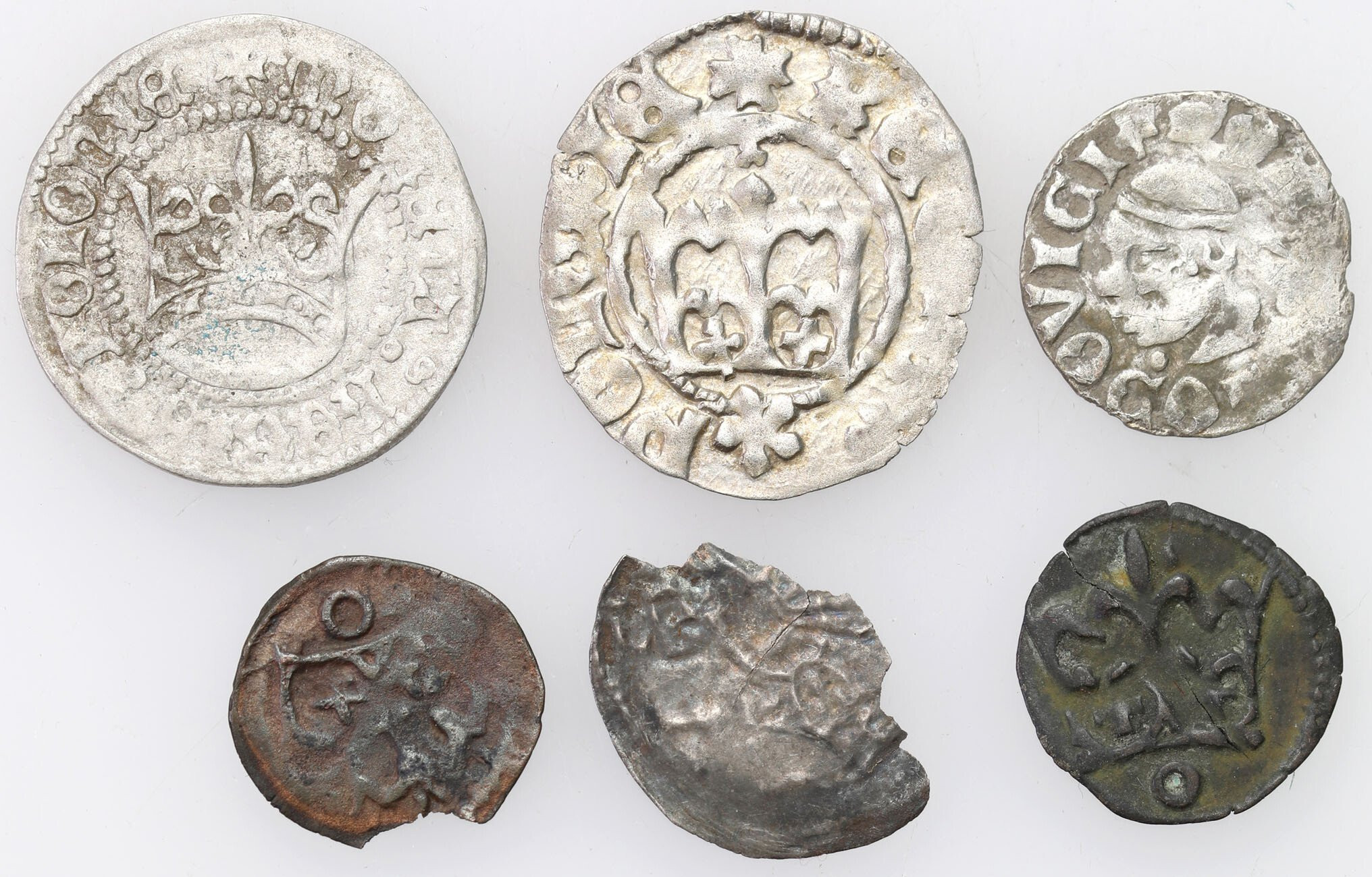Polska, Półgrosz, Denar, zestaw 6 sztuk