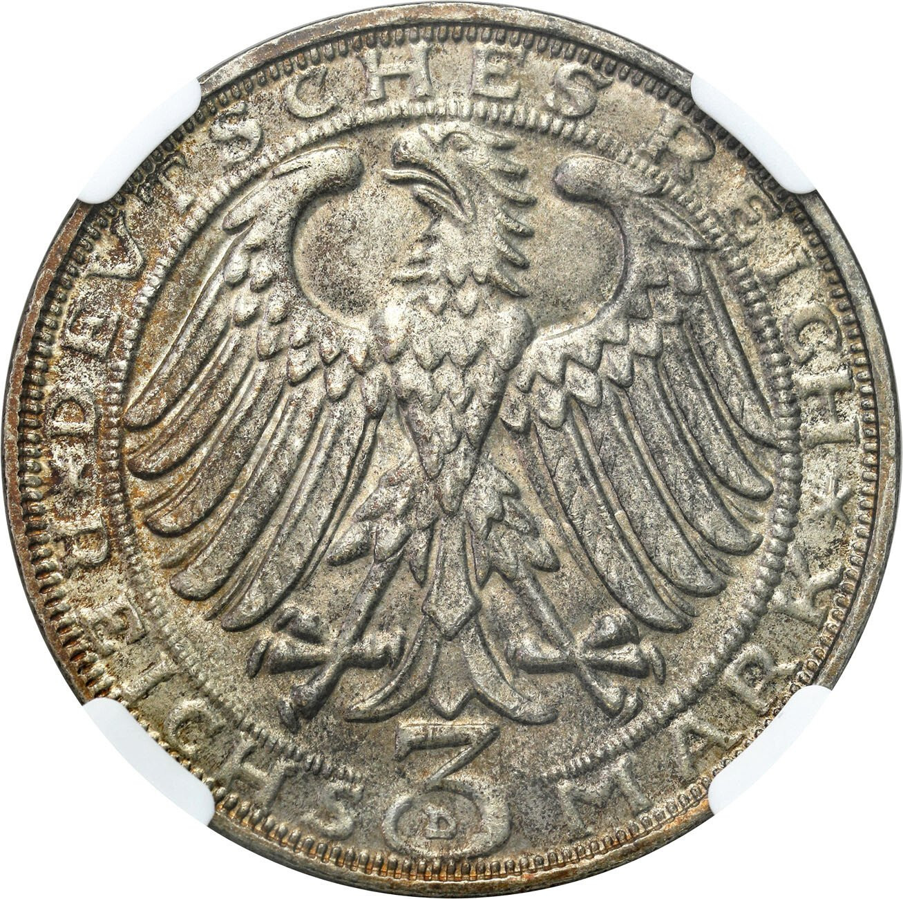 Niemcy, Weimar. 3 Marki 1928 D, Monachium NGC MS65 - PIĘKNE i RZADKIE