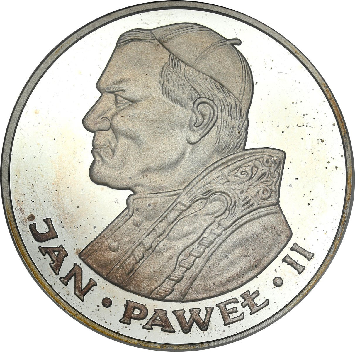 PRL. 100 złotych 1986 Jan Paweł II, STEMPEL LUSTRZANY PCG PR70 – RZADKIE