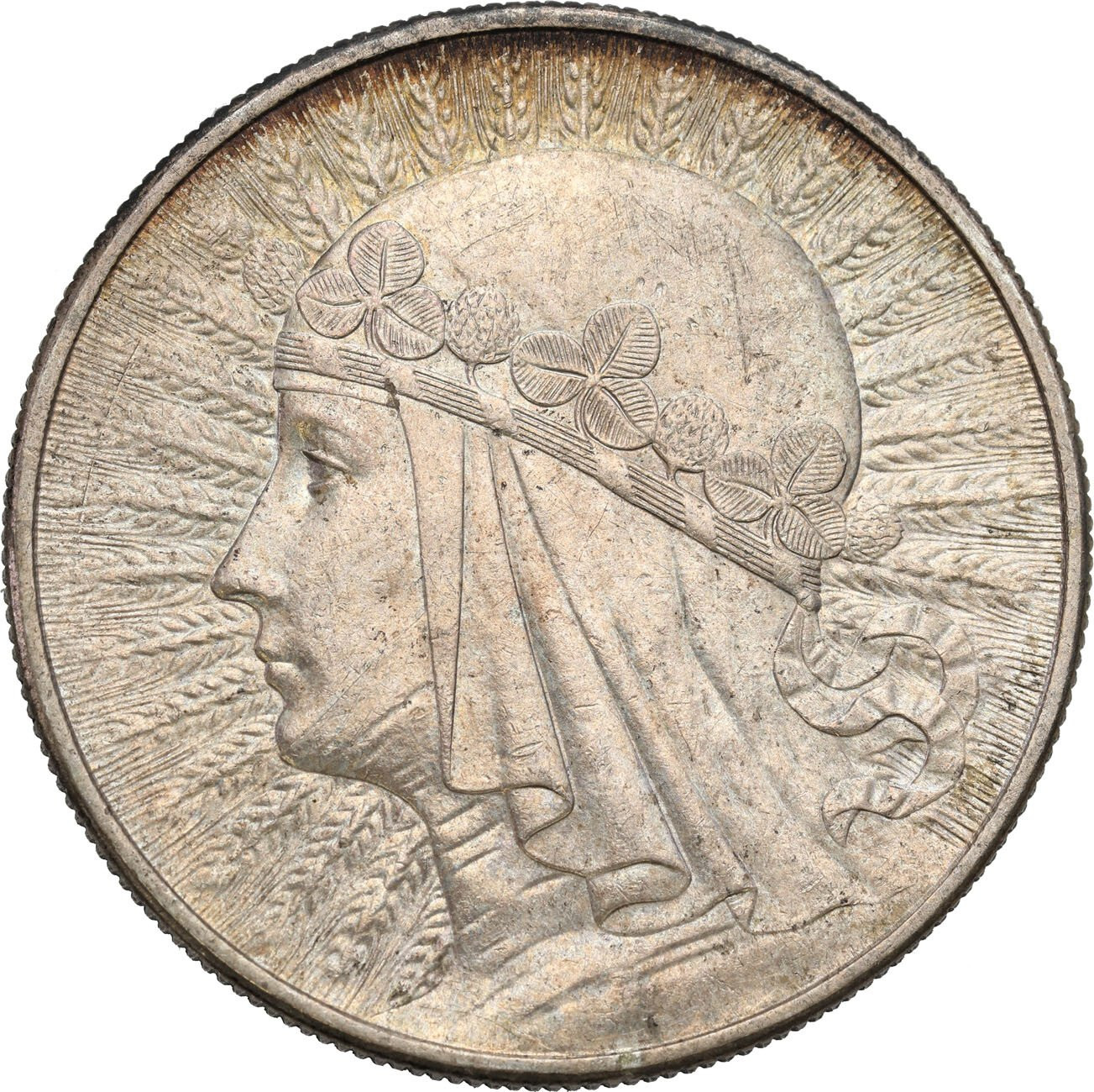 II RP. 10 złotych 1932 głowa kobiety bez znaku