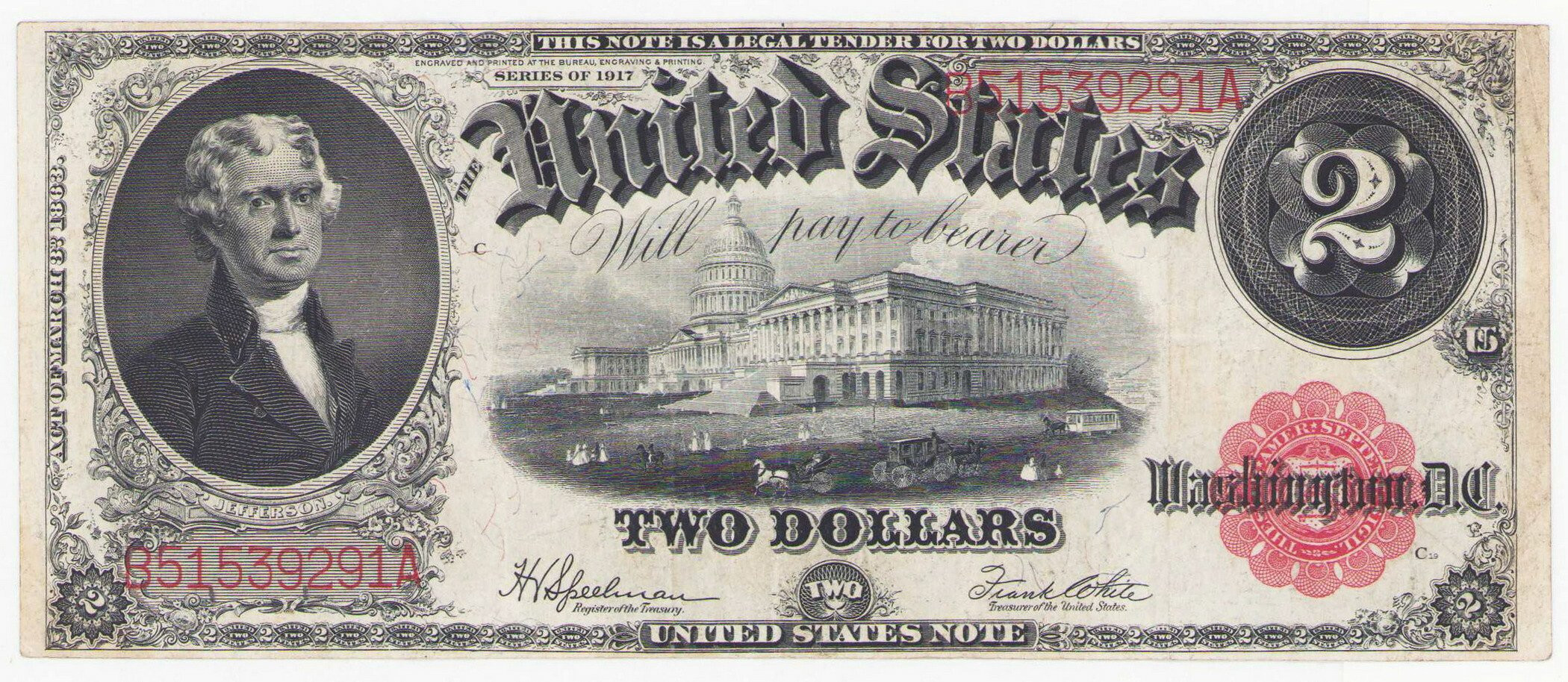 USA. 2 dolary 1917