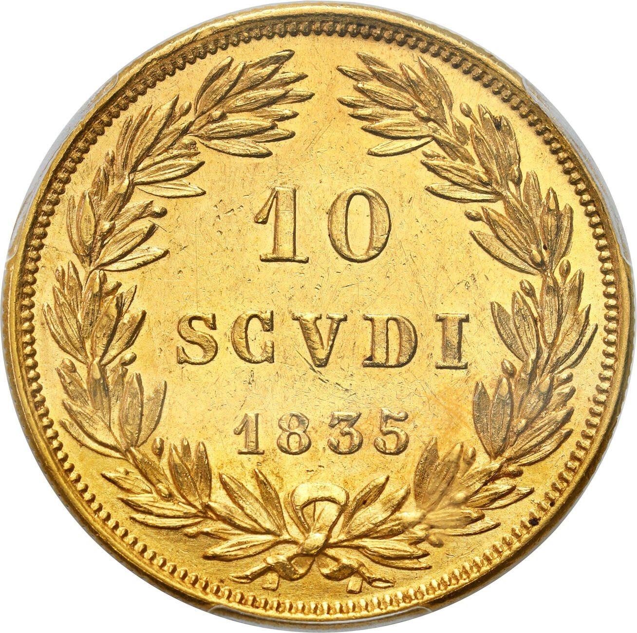Watykan. Grzegorz XVI (1831–1846). 10 scudo 1835 (ANNO V) R, Rzym PCGS AU53