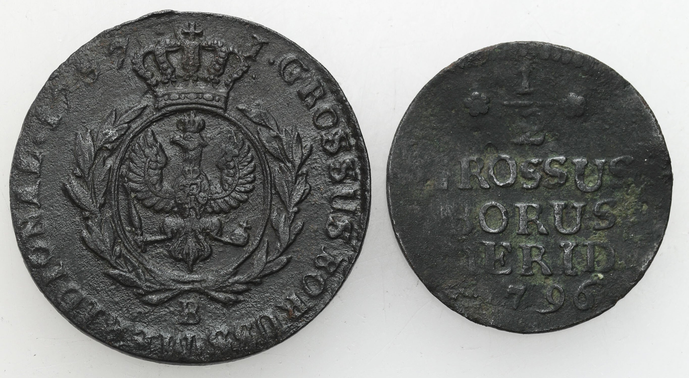 Zabór pruski - Prusy Południowe. Fryderyk Wilhelm II (1786-1797). 1 grosz 1797 i 1/2 grosza 1796 B, Wrocław