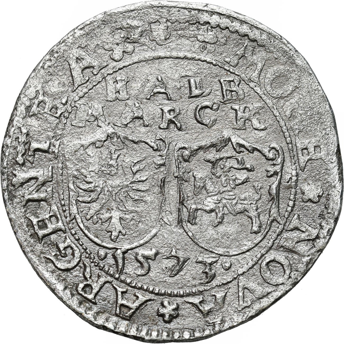 Zygmunt II August. Inflanty, pół marki 1573, Dahlholm NGC AS