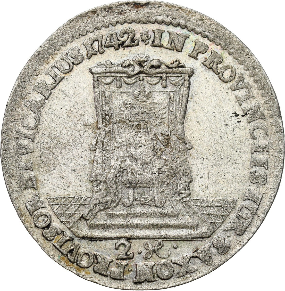 August III Sas. Dwugrosz (2 grosze) 1742, Wikariat, Drezno