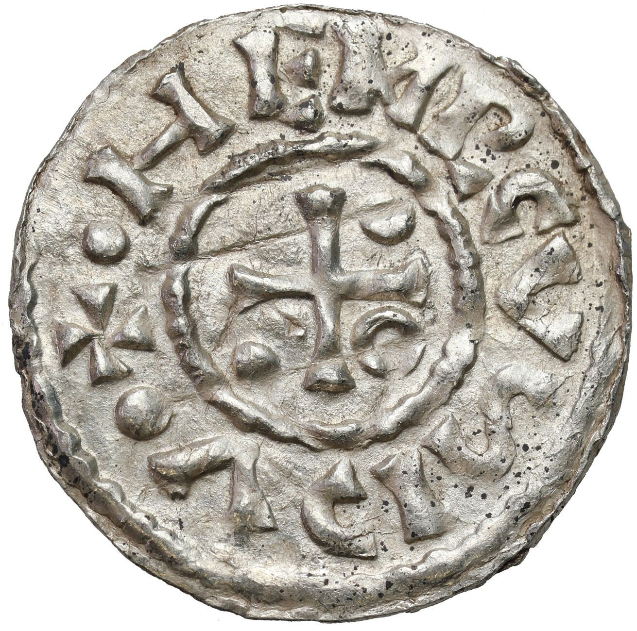 Niemcy, Bawaria, Ratyzbona. Henryk II Kłótnik II - drugie panowanie (985–995). Denar - PIĘKNY