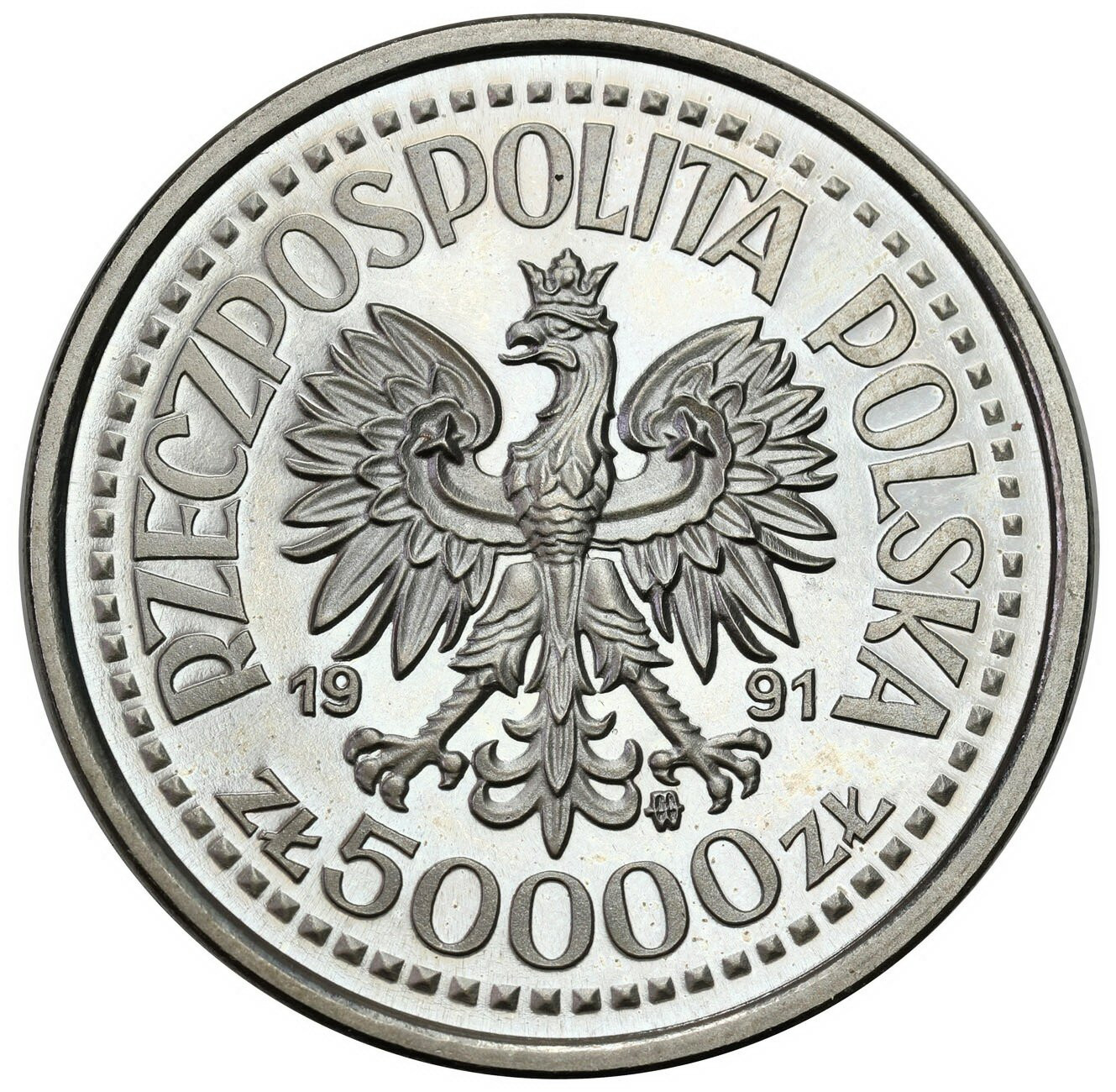 III RP. PRÓBA Nikiel 50.000 złotych 1991 Jan Paweł II Ołtarz