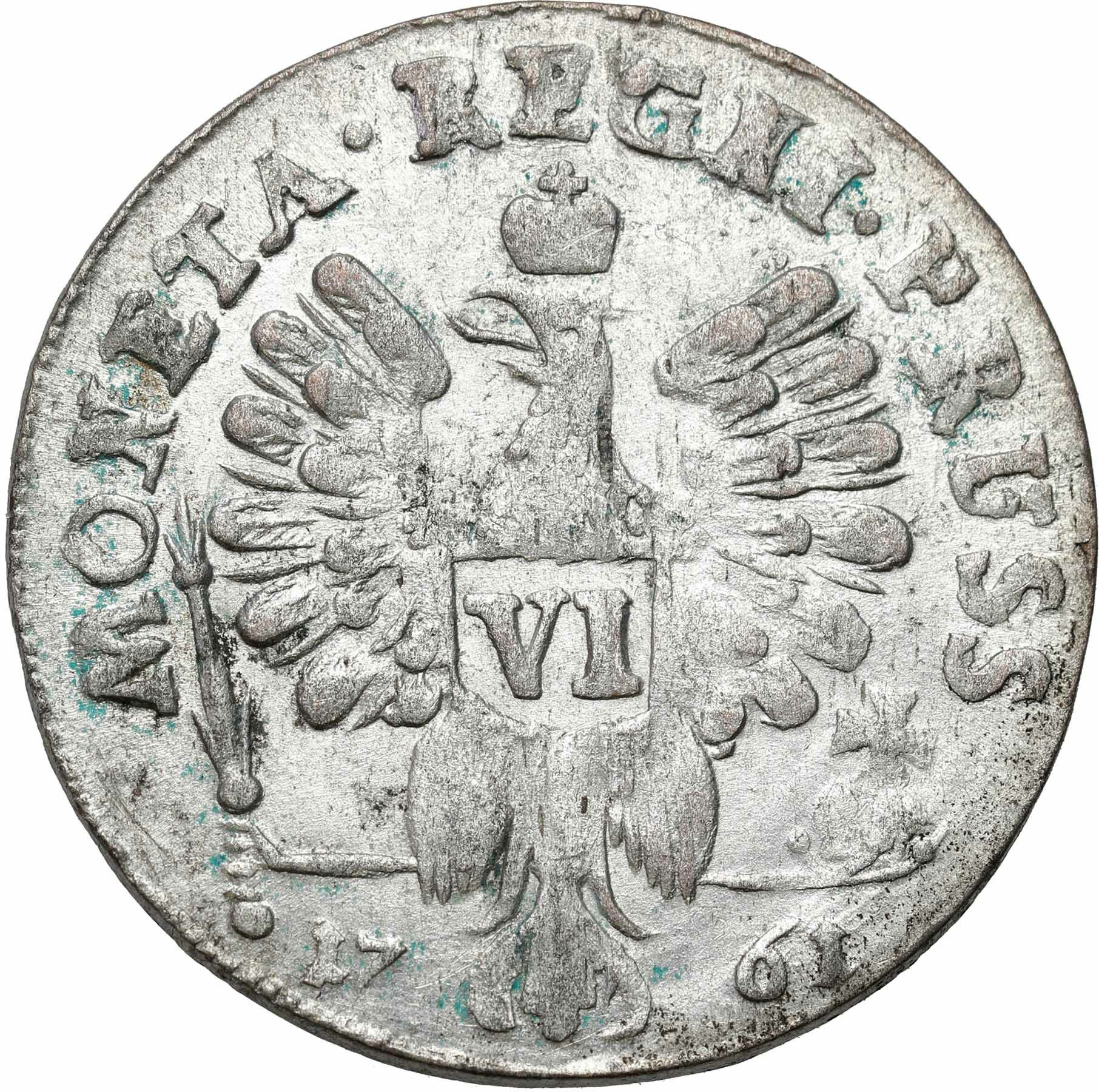 Rosja/Prusy. Elżbieta. Szóstak (6 groszy) 1761, Królewiec - ŁADNY