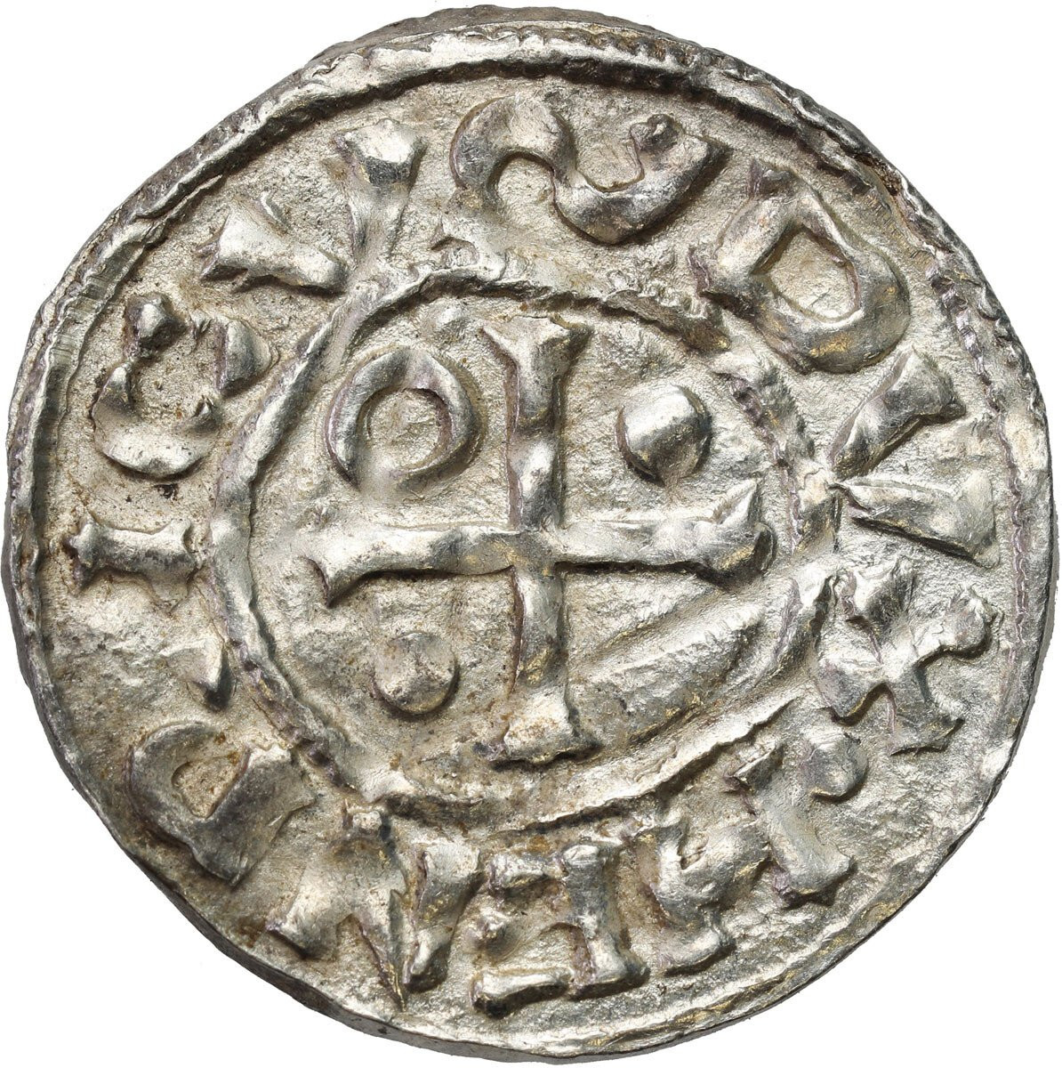 Niemcy, Bawaria, Ratyzbona. Henryk II Kłótnik II - drugie panowanie (985–995). Denar - PIĘKNY