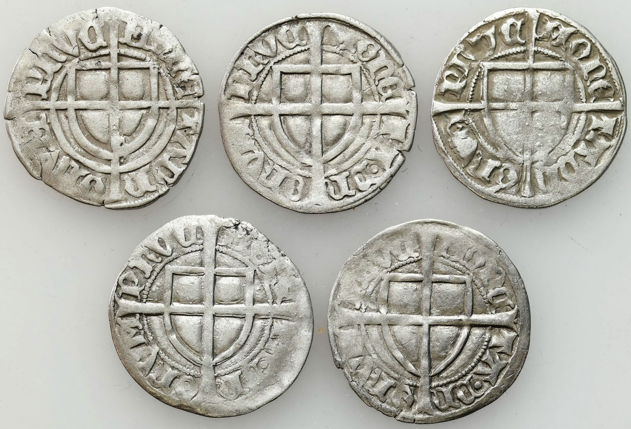 Zakon Krzyżacki. Michał I (1414–1422). Szeląg, zestaw 5 monet