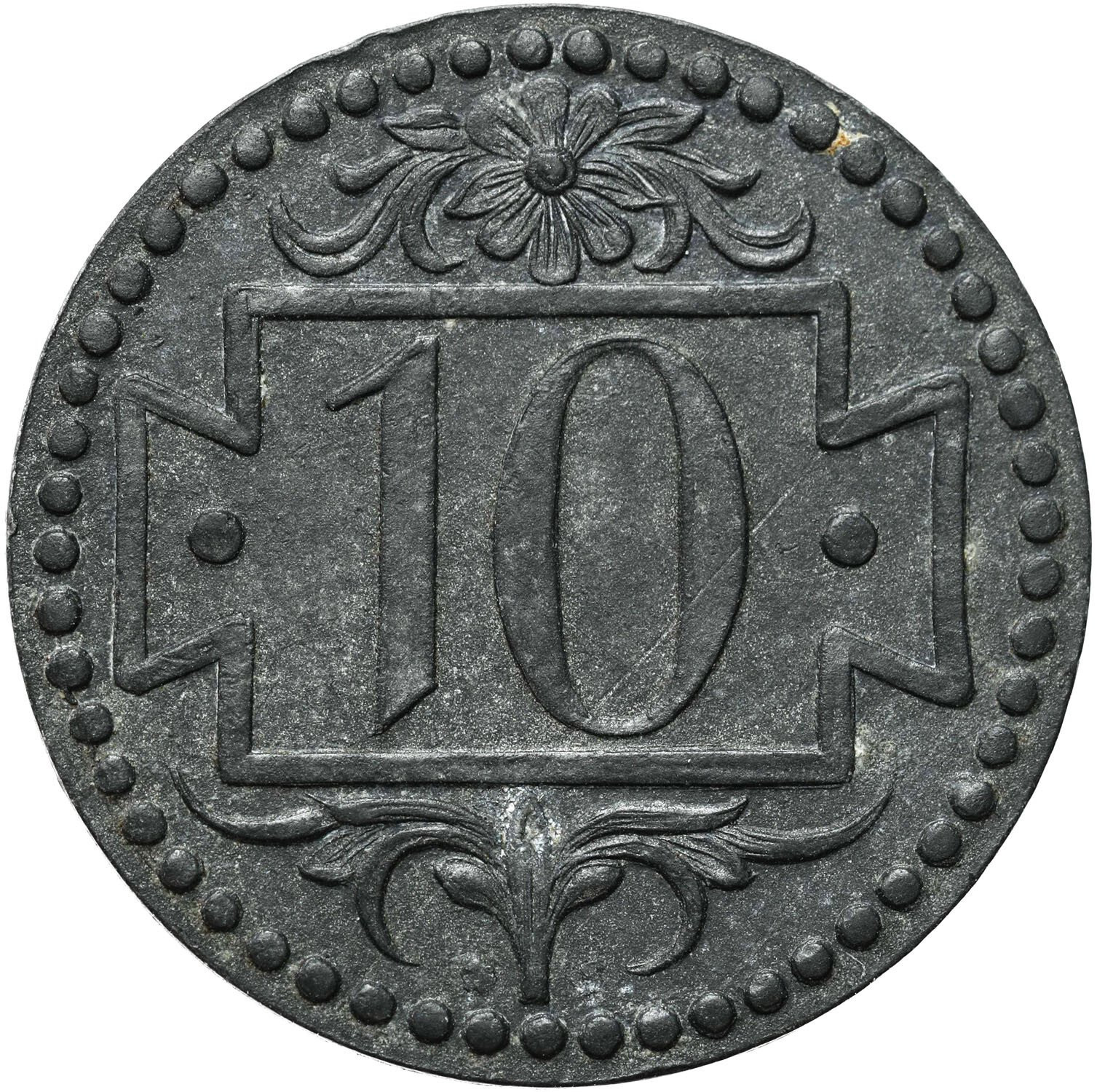 Wolne Miasto Gdańsk. 10 fenigów 1920, małe cyfry