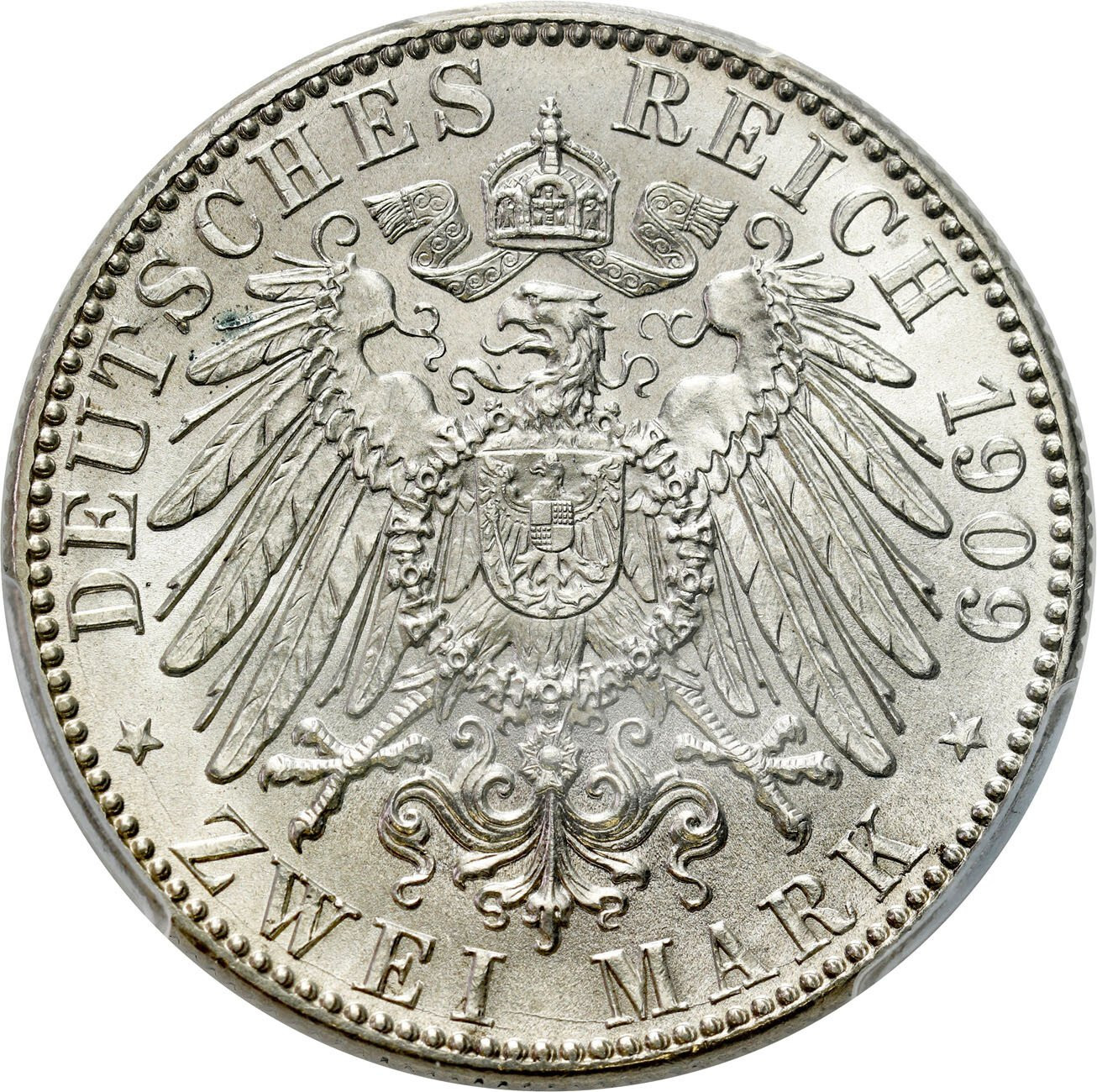 Niemcy, Saksonia. 2 marki 1909 Uni. Leipzig, Muldenhütten PCGS MS64 - PIĘKNE