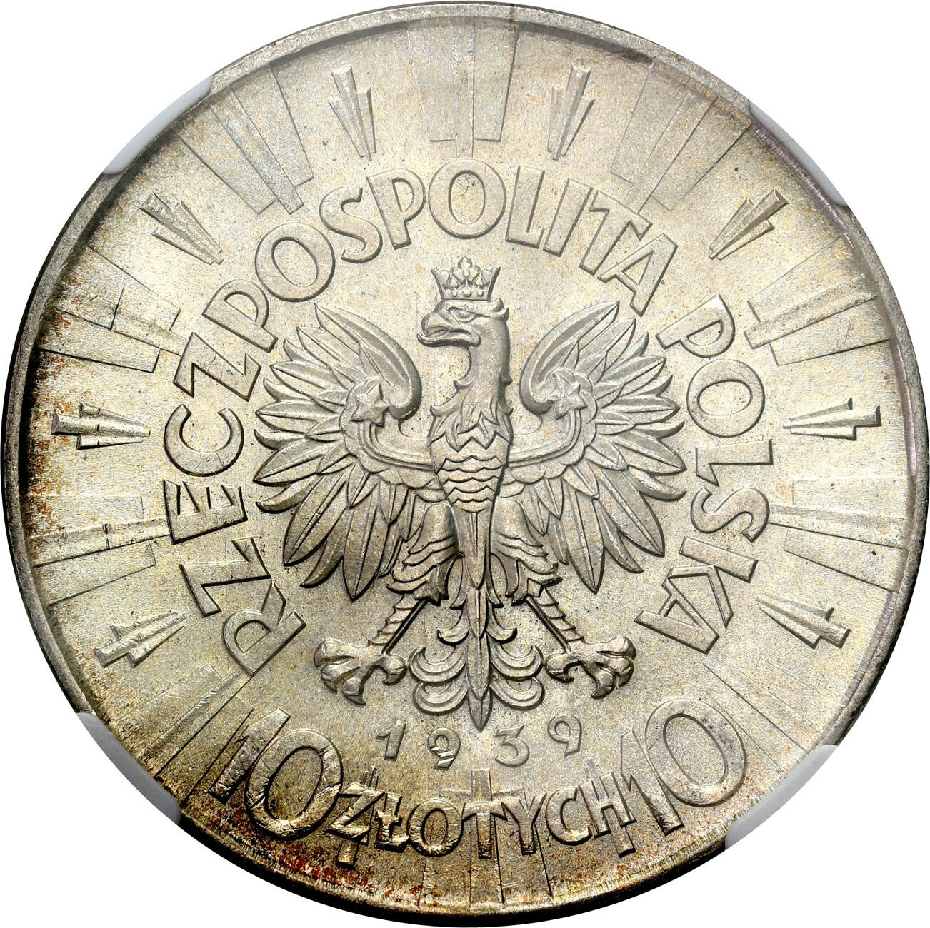 II RP. 10 złotych 1939 Piłsudski NGC MS64 – WYŚMIENITE