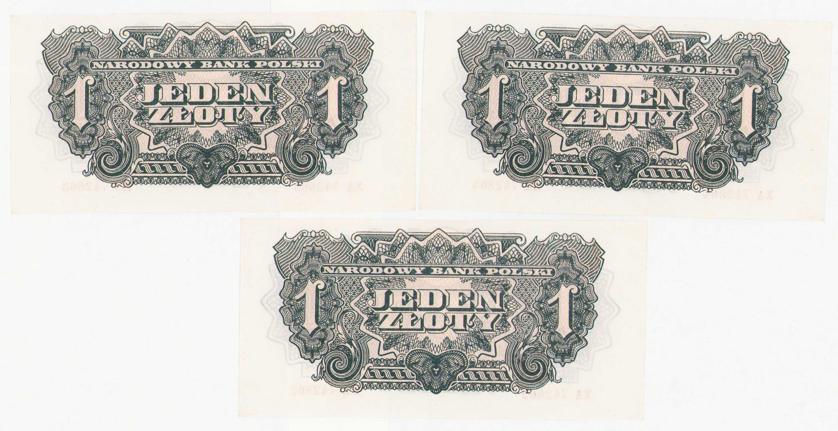 1 złoty 1944 seria XA - OBOWIĄZKOWYM - KOLEJNE NUMERY