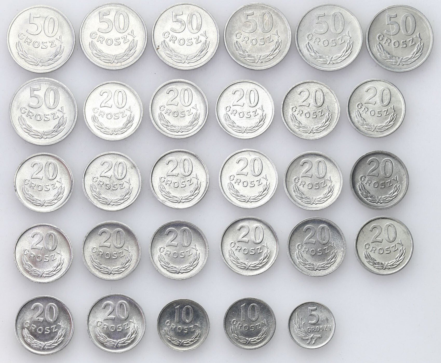 PRL. 5 do 50 groszy 1958-1977, zestaw 29 monet 