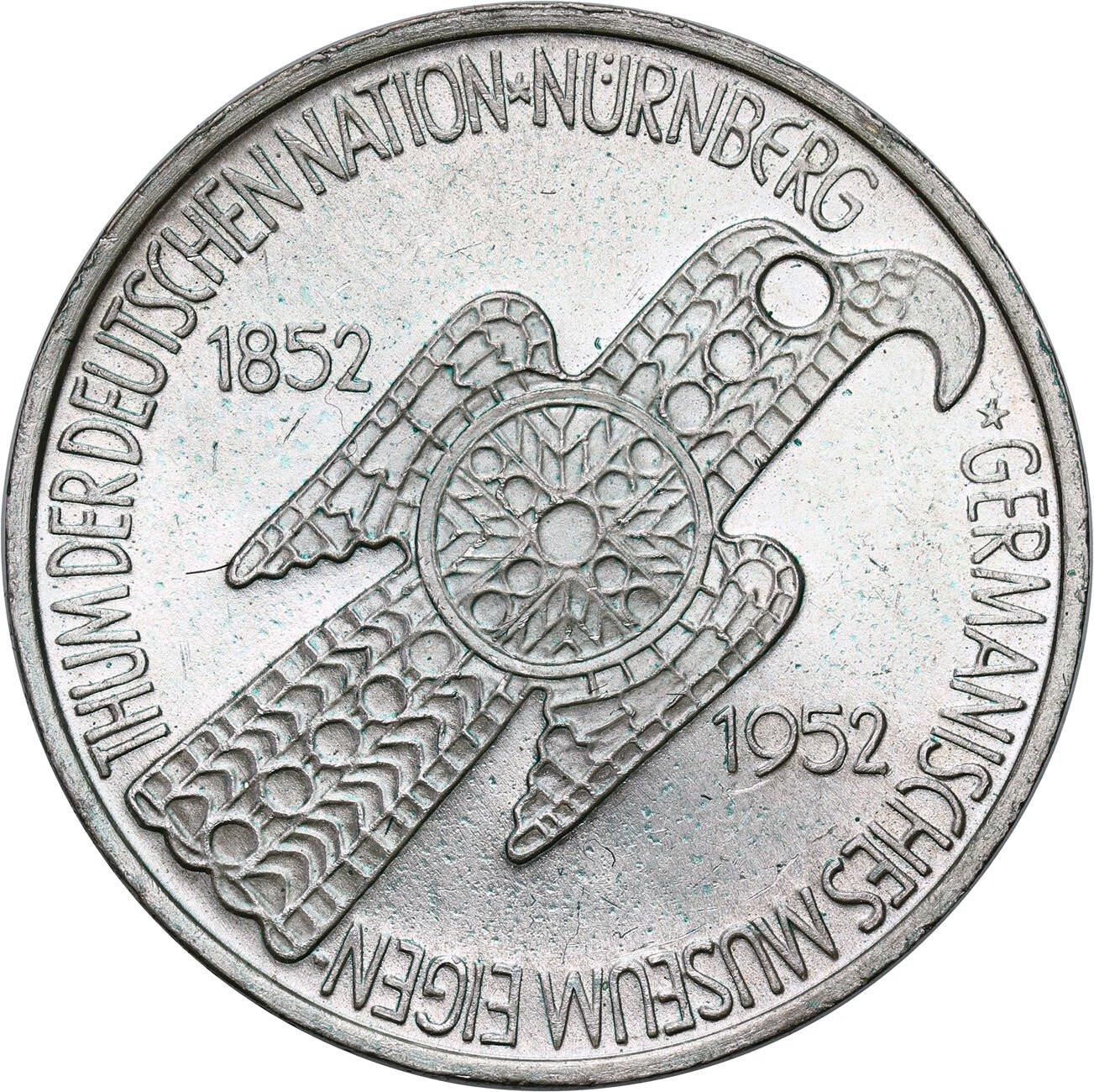 Niemcy. RFN. 5 marek 1952 D, Monachium, 100-lecie Germanisches National-Museum – NAJRZADSZE