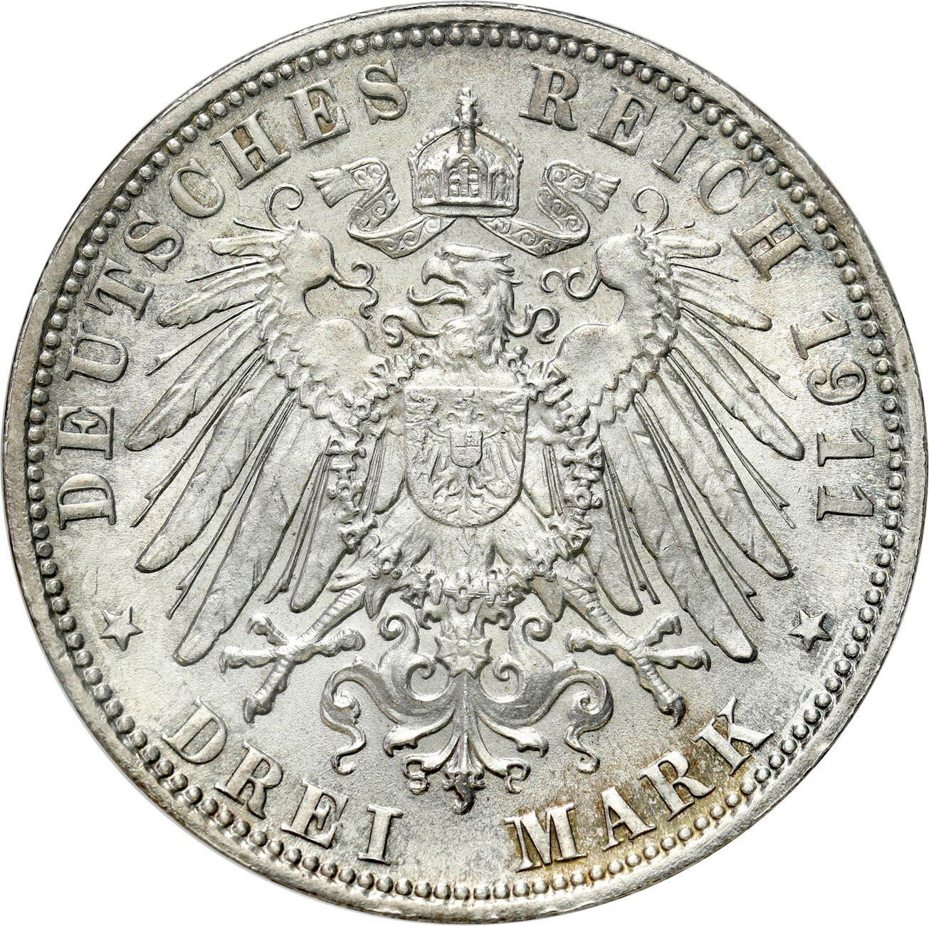 Niemcy, Bawaria. 3 marki 1911 D, Monachium, Luitpold – PIĘKNE