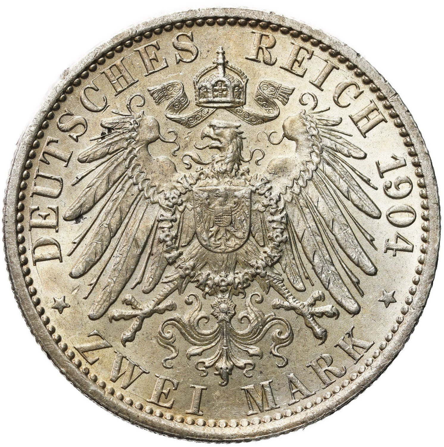 Niemcy, Saksonia. Fryderyk August III (1904–1918). 2 marki 1909, Muldenhütten - PIĘKNE