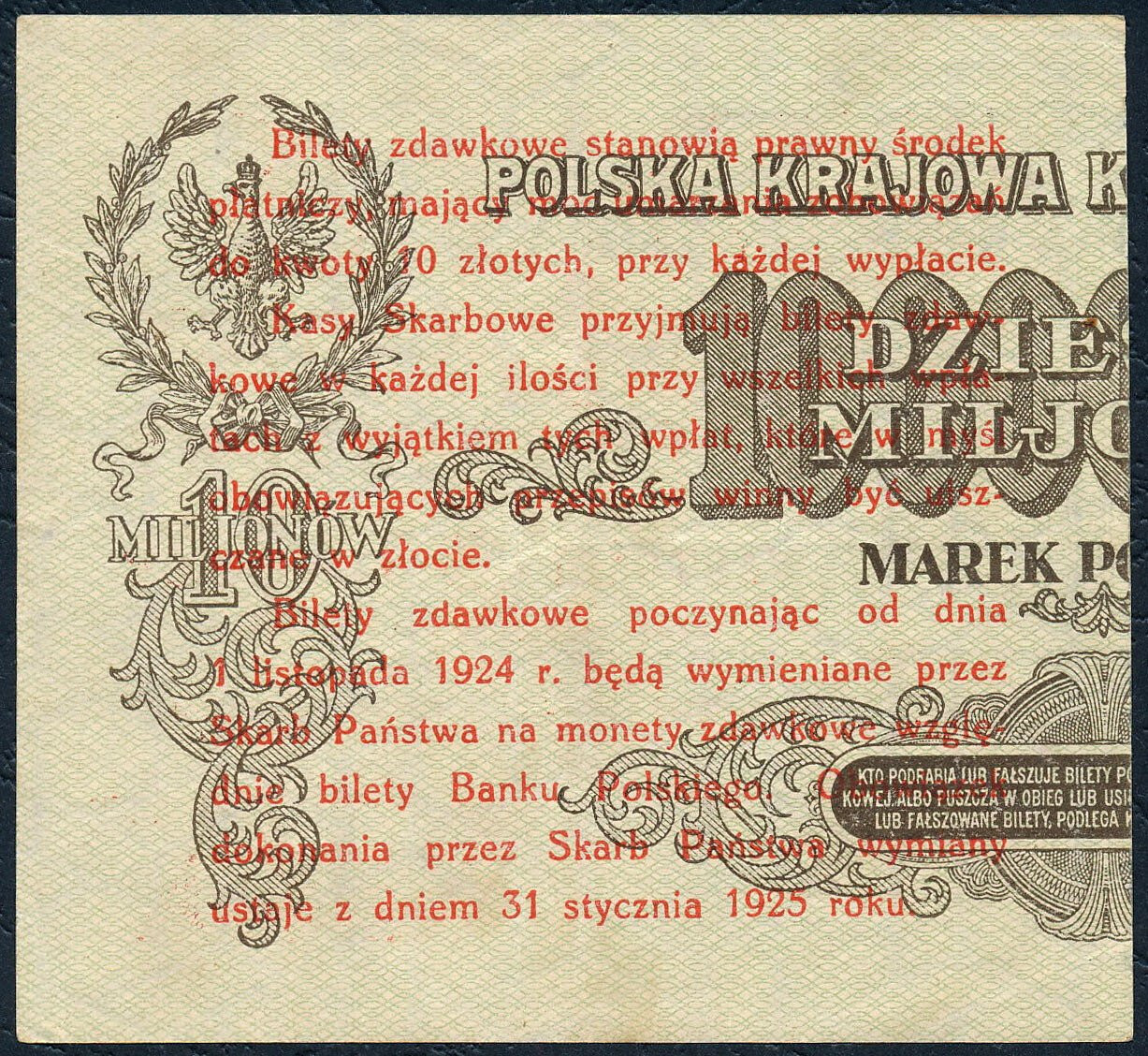 Banknot. Bilet zdawkowy 5 groszy 1924 - PRAWY