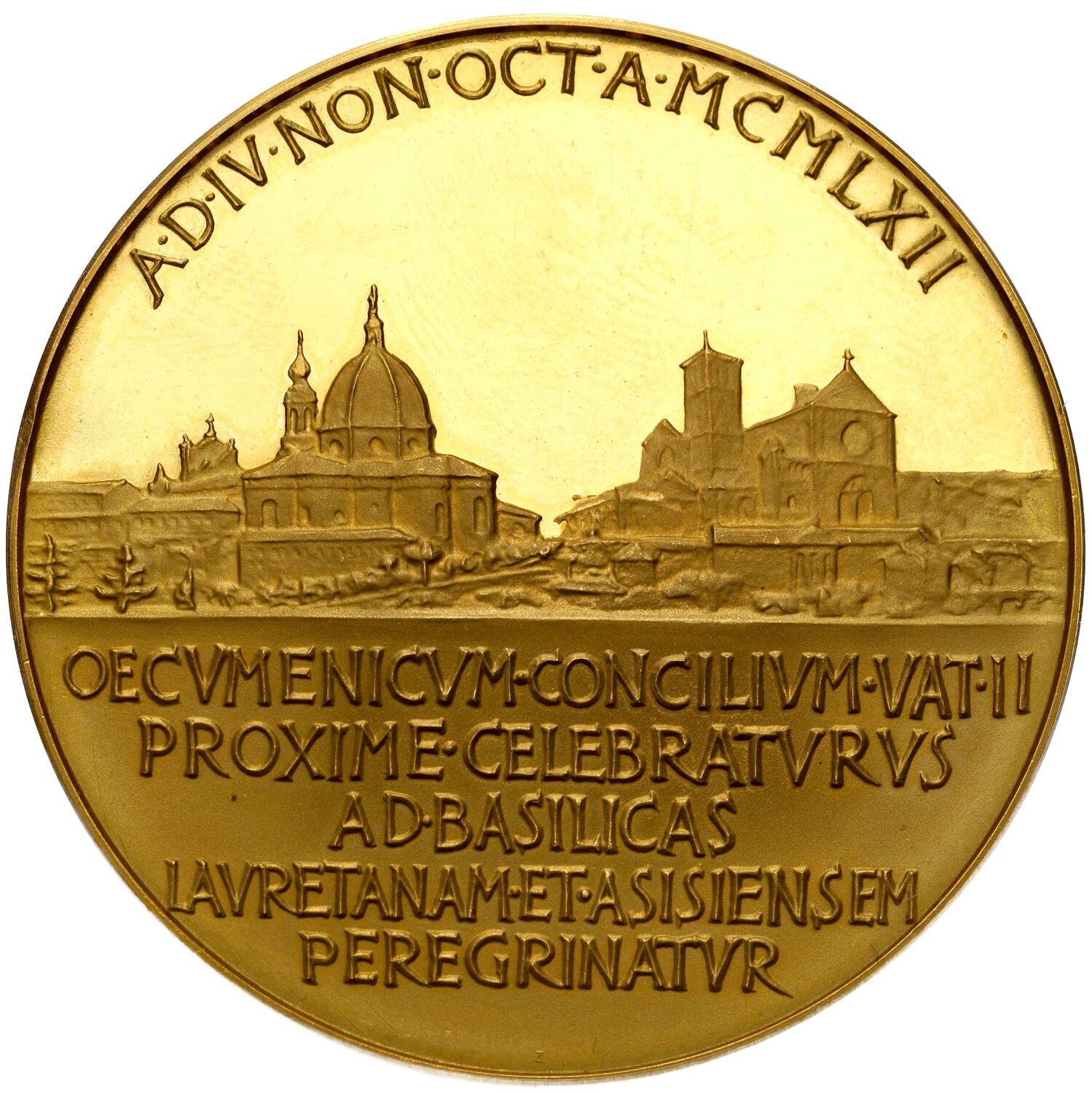 Watykan. Jan XXIII (1881-1959-1963). Medal 1962 - Pielgrzymka Papieża do Loreto i Asyżu, złoto