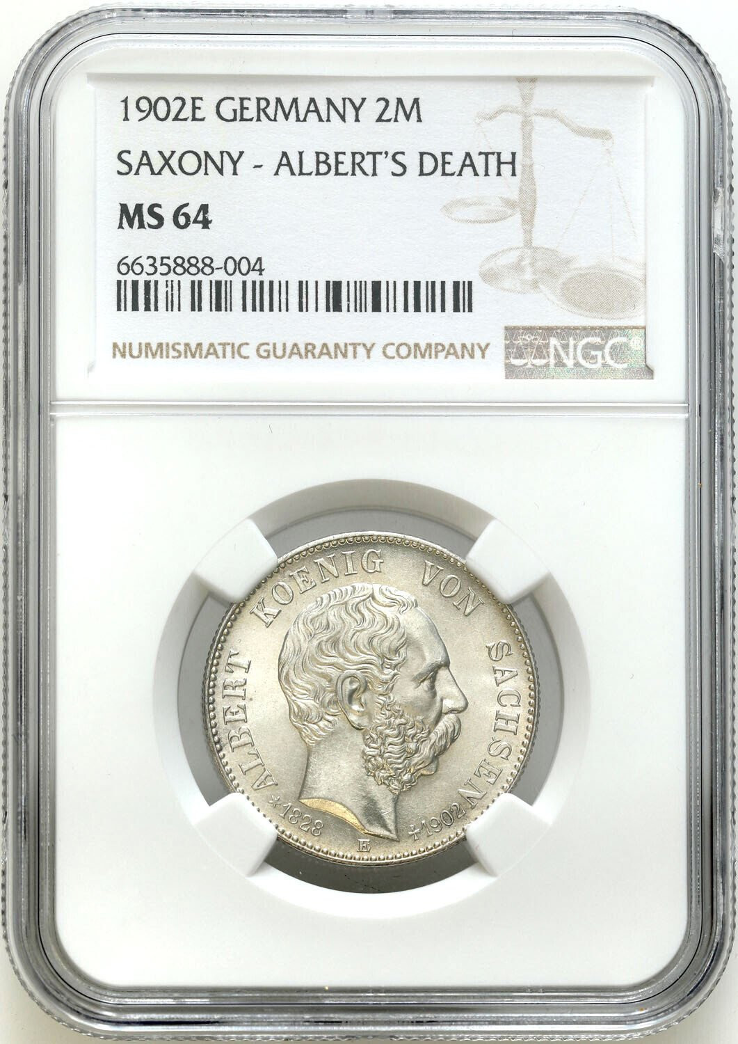 Niemcy, Saksonia. 2 marki 1902 E, Muldenhütten NGC MS64 - PIĘKNE