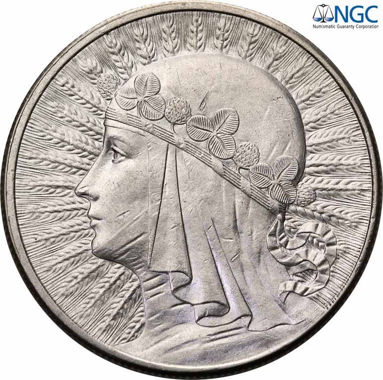 II RP. 10 złotych 1932 bez znaku, Londyn NGC MS62