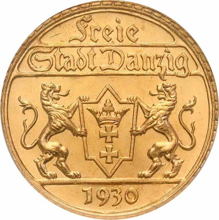 WM Gdańsk. 25 guldenów 1930 ICG MS65
