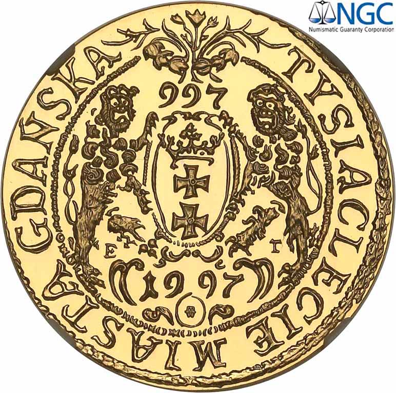 III RP. 200 złotych 1996 Tysiąclecie Miasta Gdańska NGC PF70 ULTRA CAMEO (MAX)