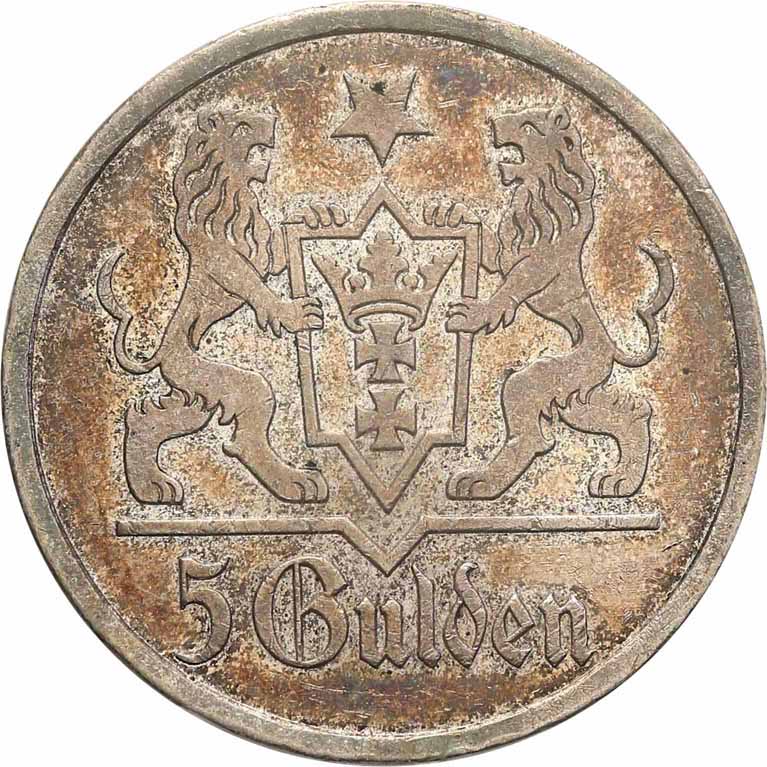 WM Gdańsk. 5 Guldenów 1927 Kościół NMP PCGS AU55