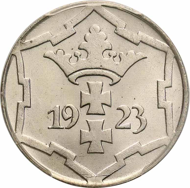 WM Gdańsk. 10 fenigów 1923 PCGS MS64