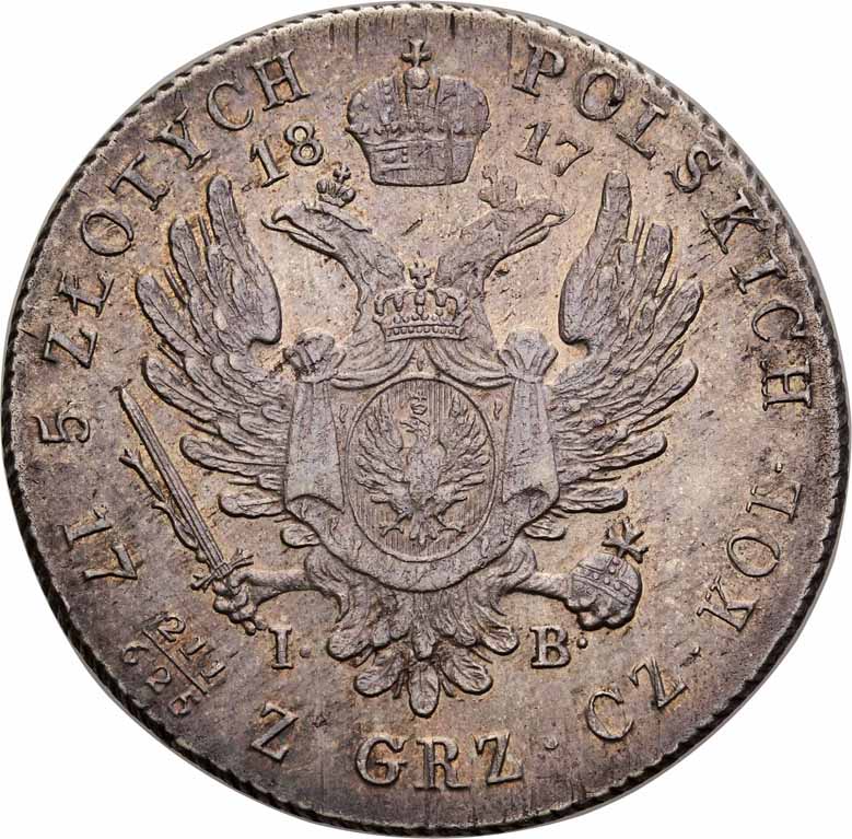 Polska XIX w. 5 złotych 1817 IB, Warszawa NGC AU58