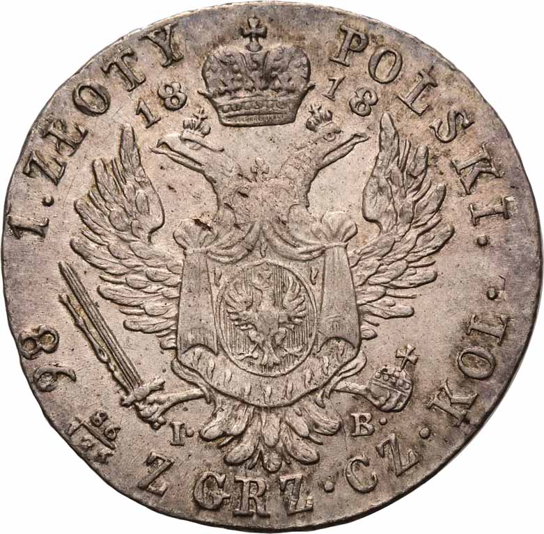 Polska XIX w. 1 złoty 1818 IB NGC AU58 (MAX)