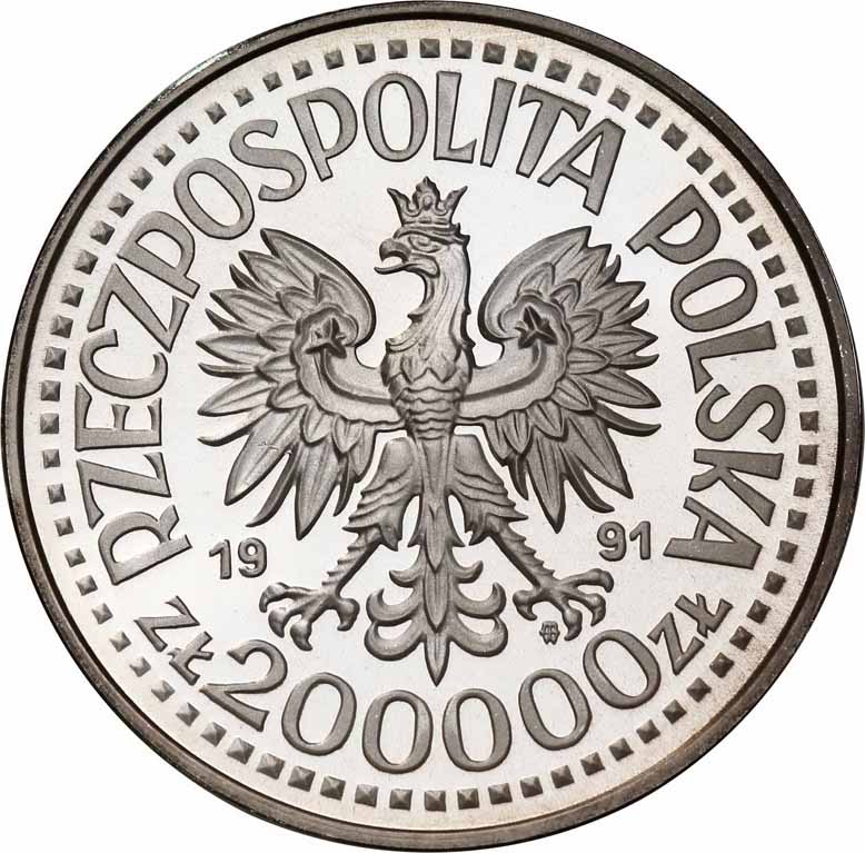 III RP. PRÓBA srebro 200 000 złotych 1991 Jan Paweł II Matka Boska NGC PF68 ULTRA CAMEO