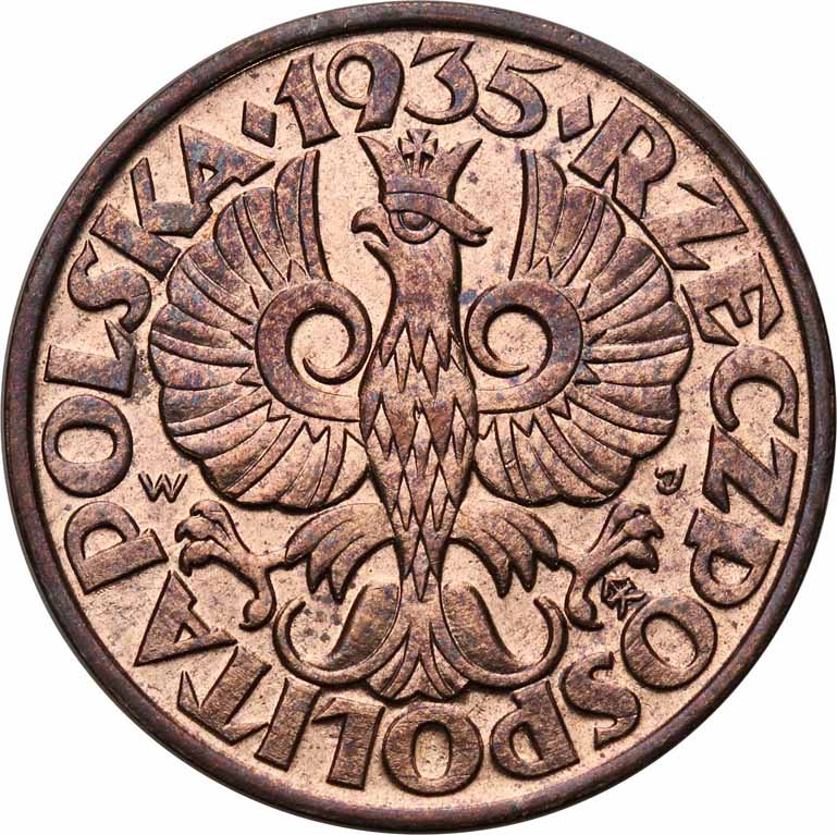 II RP. 5 groszy 1935 NGC MS65 RB (MAX)