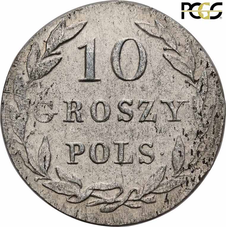Polska XIX w. 10 groszy 1826 IB PCGS AU Details z kolekcji H. Karolkiewicza