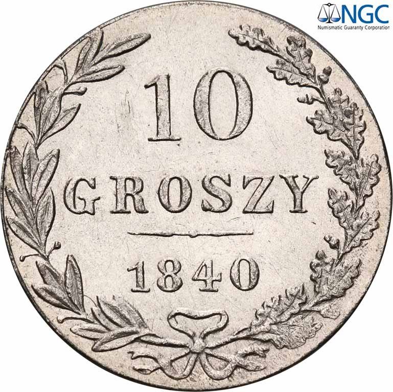Polska XIX w. 10 groszy 1840 MW NGC MS66