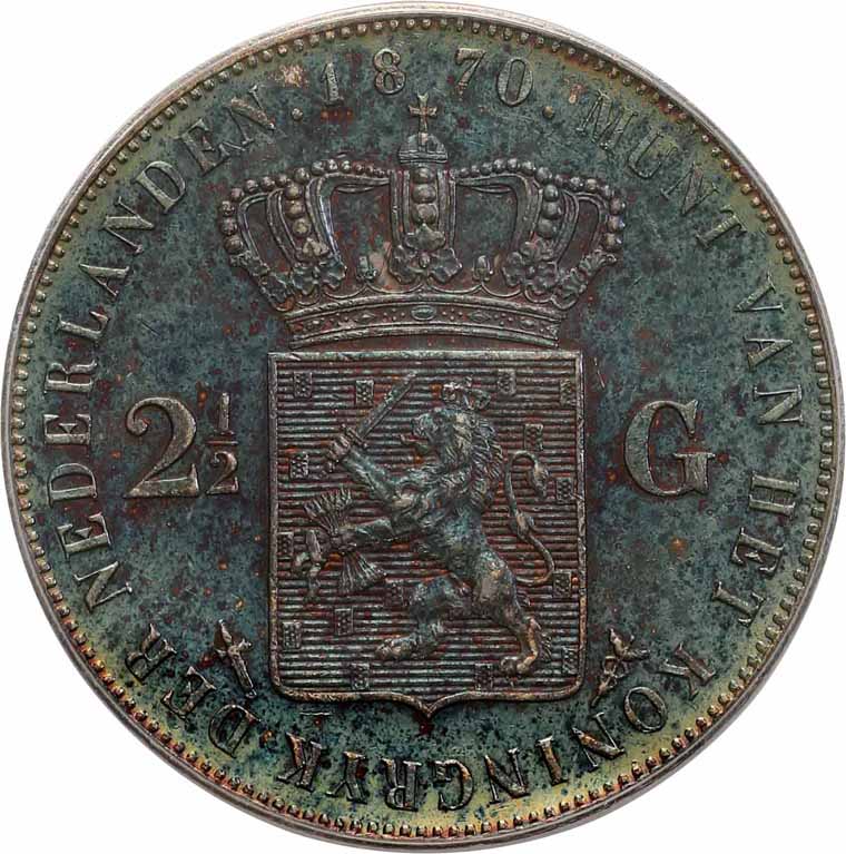 Holandia. 2 1/2 Guldena 1870 PCGS AU58