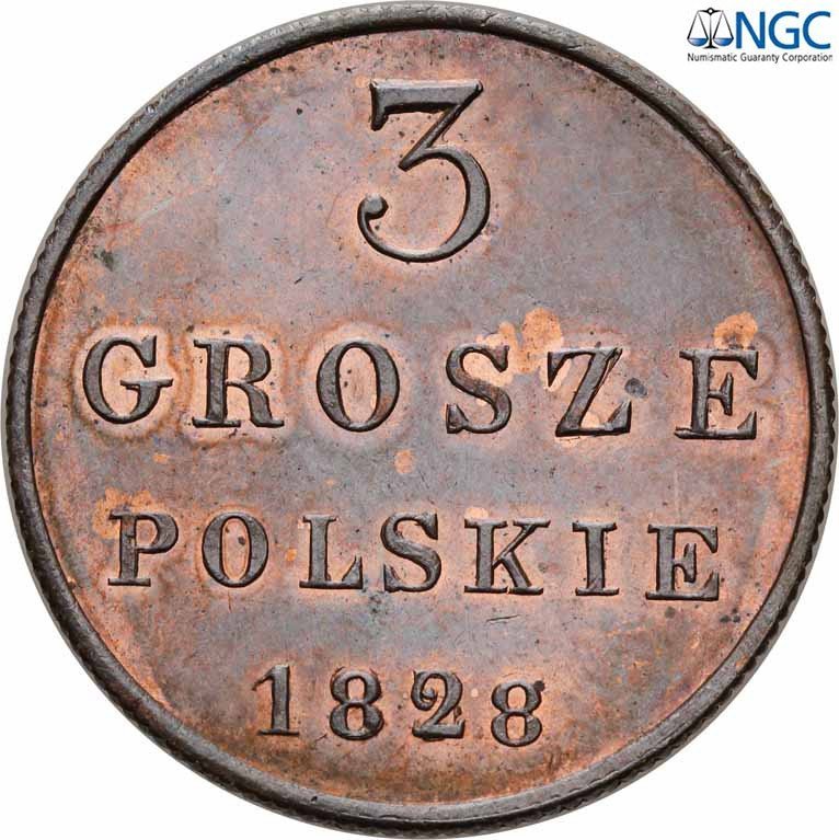 Polska XlX w. 3 grosze 1828/38 FH NGC PF64 RB (MAX)